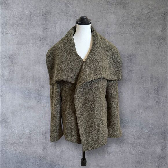 Lisa Rinna Collection Boucle Shawl Collar Jacket Color: Deep Olive Size M - Picture 1 of 9